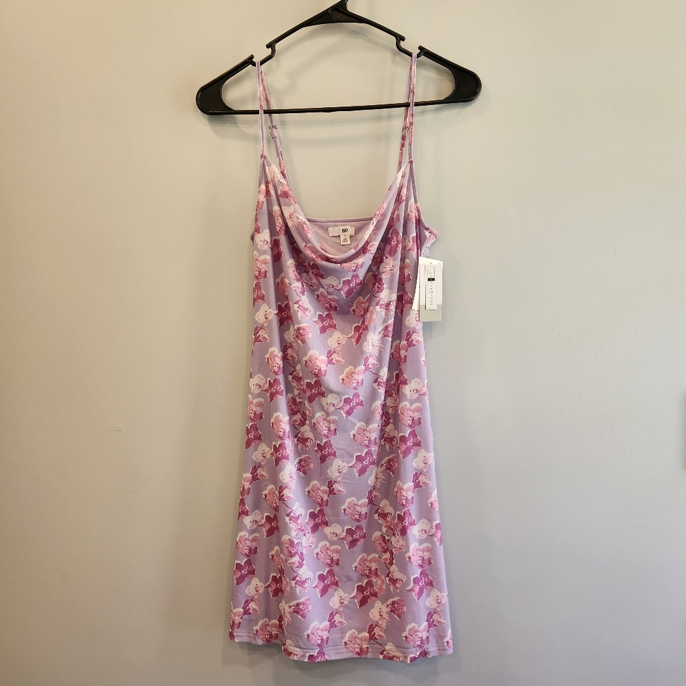BP. Nordstrom NWT Purple Pink Photo Floral Adjustable Slipdress